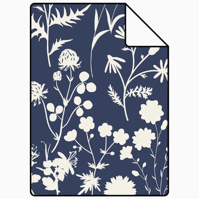 Proefstaal ESTAhome behang veldbloemen donkerblauw - 26.5 x 21 cm - 139441-S