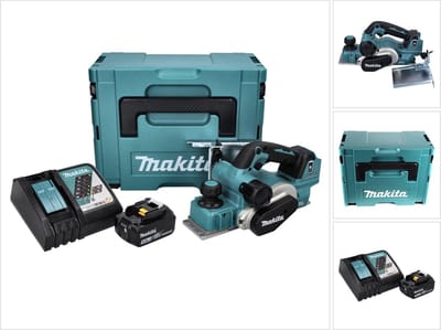 Makita DKP 181 RT1J Accu-schaafmachine 82 mm 18 V borstelloos + 1x oplaadbare accu 5.0 Ah + lader + Makpac