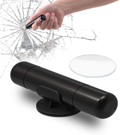 Dailygoody - Veiligheidshamer - Gordelsnijder - Noodhamer voor auto - Zwart - Raambreker - Handig gereedschap voor noodgevallen - Compact model