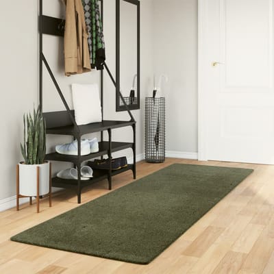 vidaXL - Vloerkleed - HUARTE - laagpolig - zacht - wasbaar - 80x250 - cm - bosgroen