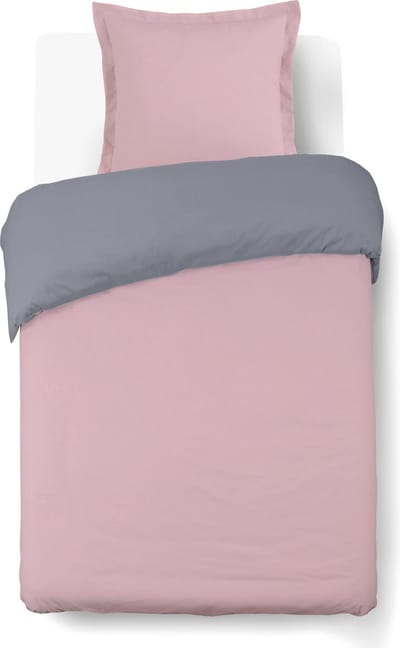 VISION Bicolor - Tweezijdig omkeerbaar Dekbedovertrekset - 100% katoen: zacht en soepel - Eenpersoons - Dekbedovertrek 140 x 200 cm met 1 bijhorende sloop - Grijs / Roze - Oekotex gecertificeerd