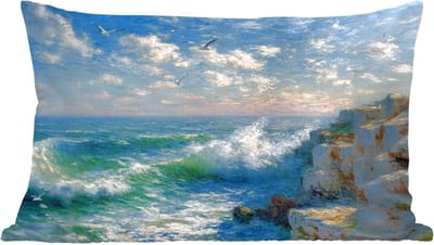 Sierkussens - Kussentjes Woonkamer - 60x40 cm - Zee - Golven - Rotsen - Meeuwen