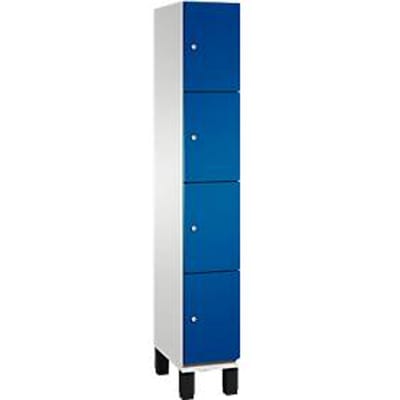 C+P Cambio lockerkast, 1 vak, 4 vakken, op poten, B 300 x D 525 x H 1980 mm, lichtgrijs/enziaansblauw