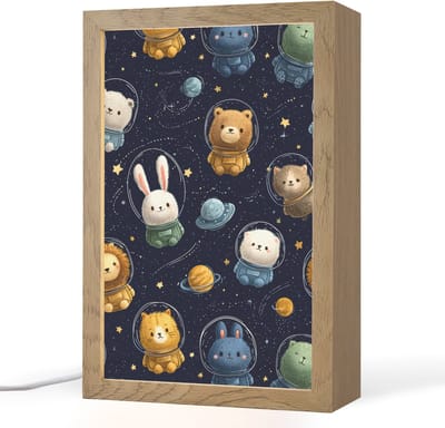 Nachtlampje 20x30 cm - Kinder lampje - Dieren - Sterrenhemel - Ruimte - Tafellamp kinderkamer - Slaapkamer lamp - Bedlamp kinderen - Kinderlampje stopcontact - Wandlamp babykamer - Nachtlampjes