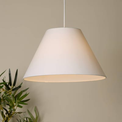 Searchlight Hanglamp Lyta, wit, Ø 38 cm, textiel, E27, kegelvorm