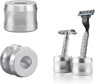 Allecto Plus - 2-pack Veiligheidsscheermes Standaard Opening Dia 0.7" Aluminiumlegering Mannen Scheerstandaard voor Badkamerwerkbladen Zilverkleurig