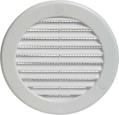 Ventilatierooster met Flens - Rond Rooster - Luchtcirculatie Verbeteren - Geïntegreerd Muggennet - 102 cm Diameter - Wit