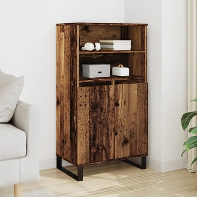 vidaXL - Hoge - kast - 60x36x110 - cm - bewerkt - hout - oud - houtkleurig