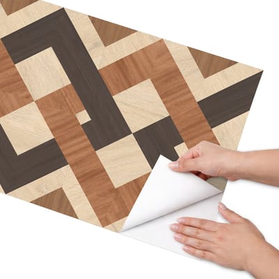 Coloray Meubel Wrap Folie - Bruin Meubelfolie - 50x100 cm - Decoratiefolie Houten vierkanten - Meubel Wrap Folie - Geometrische Meubelfolie - Plakfolie Meubels - Keuken decoratie - Achtergronden en patronen