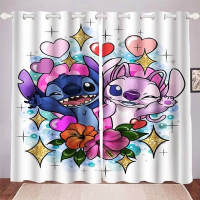 Stitch Cartoon Anime Stofdicht Balkonscherm Gordijnen Voor Woonkamer Slaapkamer Verduisterende Gordijnen Polyester Thuis 100x140