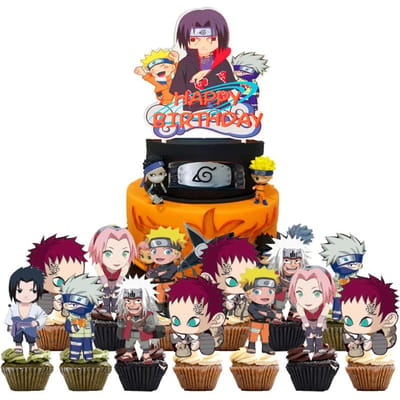 Topper Gâteau Naruto Figurine Naruto Fournitures de Fête d'Anniversaire Décoration de Gâteau Toppers pour Cupcakes Cadeaux d'Invités Jouets pour Baby Shower Cadeaux