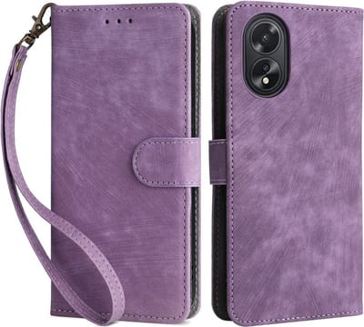 Coverup Hoesje - Geschikt voor OPPO A18 Hoesje - Coverup Book Case met Koord - Paars