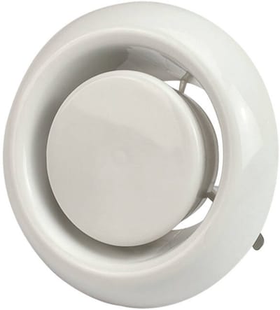 Kunststof afvoer ventilatie ventiel met klemveren wit RAL9010 Ã 100 mm - AVP-C100