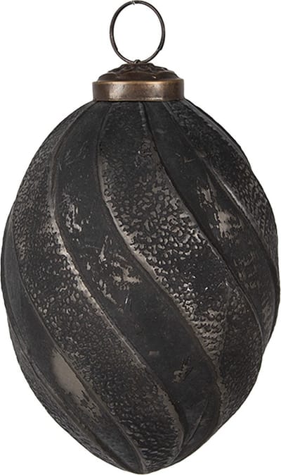 Clayre & Eef Kerstbal Overig Ø 7x10 cm Zwart Glas Kerstballen