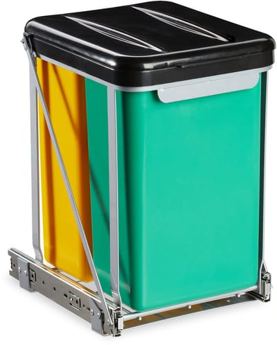 inbouw prullenbak keuken - 2 vuilnisbakken met deksel - afvalscheidingsbak - 8 liter - zwart