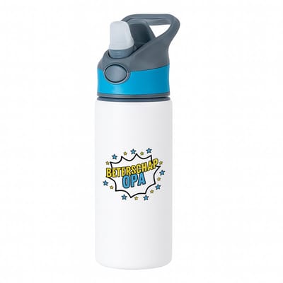 Hacebo® - Beterschap opa waterfles met rietje blauw - een opa die ziek is of iets gebroken heeft - cadeau voor zieke opa - ziek - koorts - snel beter worden - cadeau - beterschap cadeau - kado - gift - geschenk - water fles - 650ML