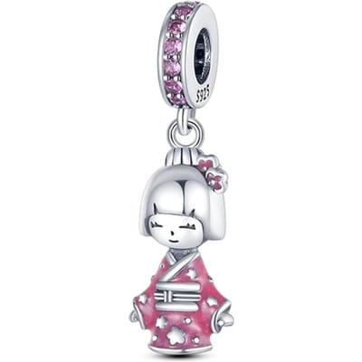 Mignonne Fille Kimono Rose Composants Perles Métal Cuivre Authentiques Originaux Composants Perles Compatibles Avec Composants Perles Charms Authentiques Originaux white