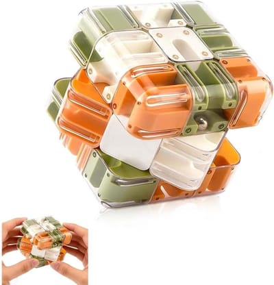 3D Labyrint Kubus - Kogellabyrint Toverkubus - Hersentraining - 2-in-1 Puzzelervaring - 8.5 x 8.5 cm - Oranje