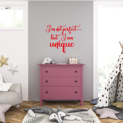 Muursticker - Im Not Perfect But I Am Unique - 46,4 x 56,8 - Rood
