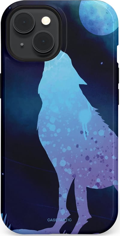 Casetastic Hoesje Geschikt voor Apple iPhone 15 Magsafe - Stijlvolle Beschermende Duo-layer Case - Blauwe Wolvennacht