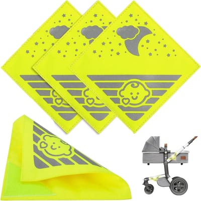Set van 6 Universele Veiligheidsreflectoren voor Kinderwagens, Rugzakken, Fietsen en Rolstoelen - Neon Geel, Reflecterende Band voor Extra Zichtbaarheid