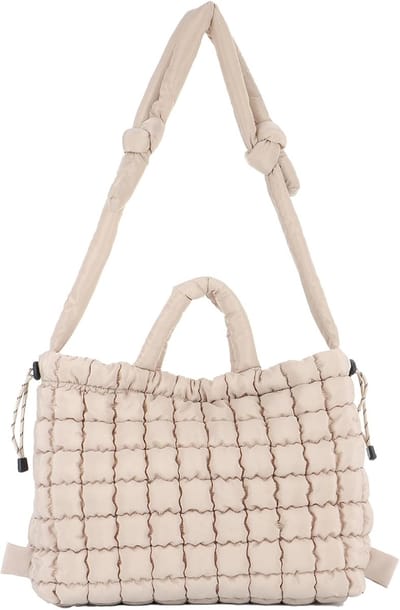 Ruime Gewatteerde Schoudertas voor Vrouwen, Lichtgewicht Fluffy Nylon Tote, Ideaal voor Winkelen en Dagelijks Gebruik