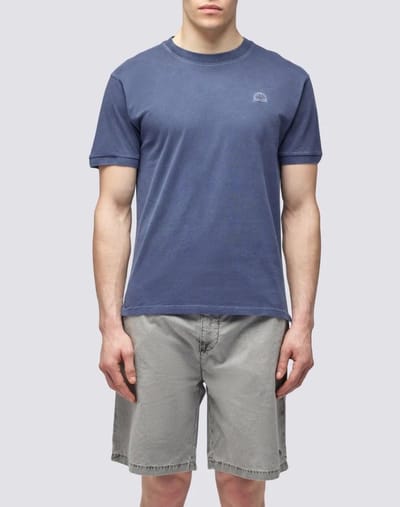 New Dey Garment Dyed Crew Neck T-Shirt Heren NAVY L