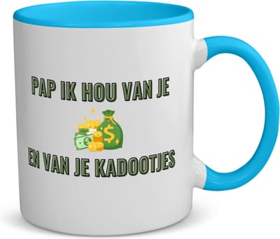Akyol - pap ik hou van je en van je kadootjes koffiemok - theemok - blauw - Papa - vader met veel geld - vader cadeautjes - vaderdag - verjaardagscadeau - verjaardag - cadeau - geschenk - kado - gift - vader artikelen - 350 ML inhoud