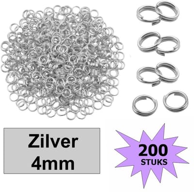 Fako Bijoux® - Splitringetjes - Oogjes - Sieraden Maken - Zilverkleurig - 4mm - 200 Stuks
