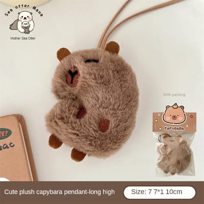 2 Pièces Mignon Dessin Animé Poupée en Peluche Poisson Globe Pendentif Porte-clés Sac à Main de Fille Petit Pendentif Animal Petit Accessoire brown