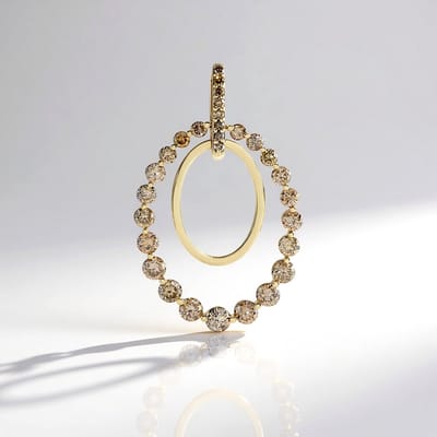Cavill - 9K Geelgouden Hanger - 1,107 ct I2 Champagne Diamant - Briljantgeslepen Afrikaanse Diamant - Elegante Luxe Sieraden voor Dames