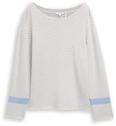 Tom Tailor - Losvallende jacquard gebreide trui - Maat XL - mini argyle on grey melange