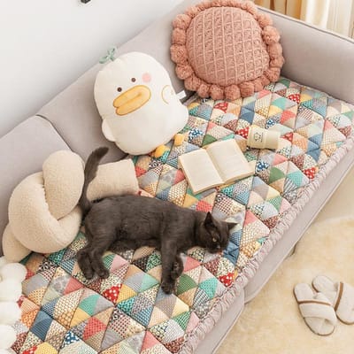 Bohemia Bankmat Verdikte Bankmat Geruite Bankhoes Antislip Tapijt Woonkamer Decoratie Zitmat Alle Seizoenen Tatami 70x70cm 1pcs