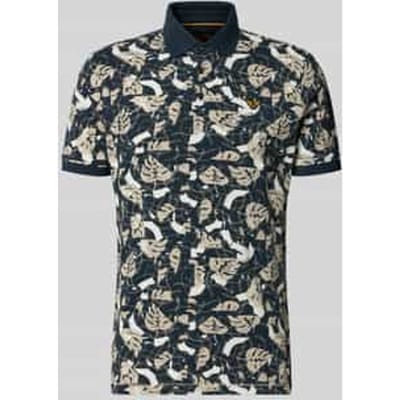 PME legend blauwe heren polo   Rib kraag   Regular fit   Geen zakken   Grafisch patroon   Knoopsluiting   Duurzaam   Korte mouw Blauw XL