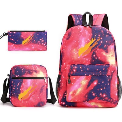 Prestonplayz Bedrukte Sterrenhemel Rugzak Casual Student Schooltas Kleine Schoudertas Etui Drie Delige Set one size