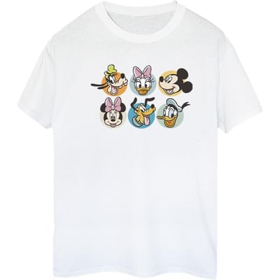 Disney Dames/Dames Mickey Mouse And Friends Gezichten Katoenen Vriendje T-shirt (Wit)