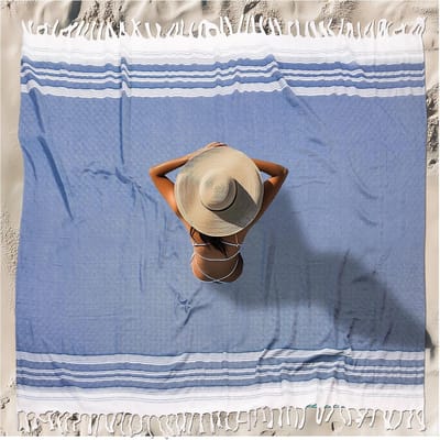 Strandlaken - Strandhanddoek - XXL Katoenen Stranddeken Zandvrij – Familie Strandlaken – Lichtgewicht Compact – Donkerblauw – 224 × 208 cm