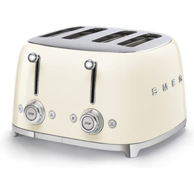 SMEG Broodrooster Crème - 2x2 Toast Broodroosters, Aantal sleuven: 4, Aantal sleuven: 4, Jaren 50, Crème, Glanzend