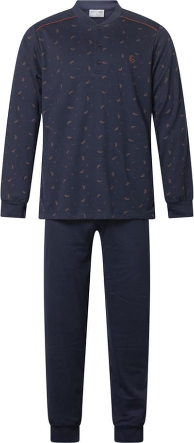 Gentlemen - warme heren pyjama 114279 - interlock, extra aangeruwd - donkerblauw - maat L