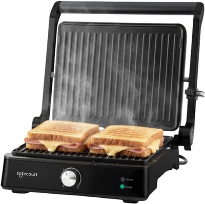 Contactgrill - Tosti apparaat - Snelle maaltijden - 100% PFAS-vrij - 23x29 CM - Zwart