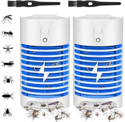 Muggenlamp set van 2 - Innovatieve UV-muggenlamp met stekker - Elektrische muggenlamp - Insectenlamp - Muggenlamp met stekker - ABS-materiaal - Elektrische vliegenlamp - Geschikt voor binnen- en buitengebruik