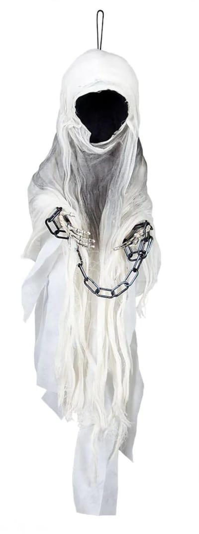 Boland geest pop - wit - 100 cm - zonder gezicht - geest - halloween - hangdecoratie