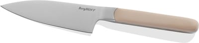 BergHOFF Home Elements Santokumes 11,5 cm – Japans Koksmes met Anti-Plak Lemmet voor Groenten, Vis & Vlees – Vlijmscherp RVS, Ergonomisch Handvat & Vaatwasbestendig Mes – Sand