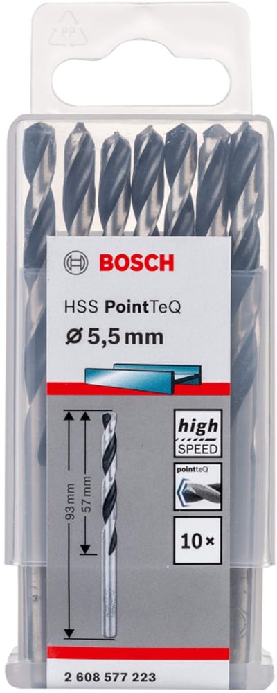 Bosch 10x HSS PointTeQ DIN 338 5,5 x 57 x 93 mm - 2608577223