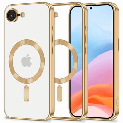 Hoesje Geschikt voor: iPhone 16e Magsafe Compatible - Goud - Back Cover met ingebouwde camera glas bescherming