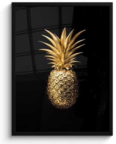 Fotolijst inclusief poster - Posterlijst 50x70 cm - Posters - Ananas - Zwart - Goud - Luxe - Foto in lijst - Keuken decoratie muur - Wanddecoratie accessoires - Muurdecoratie - Schilderijen