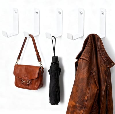 Witte Kledinghaken met Montagebouten - Set van 5 Haken voor Kleding, Handdoeken en Jassen - Moderne Wandhaken voor Bevestigen en Drillen