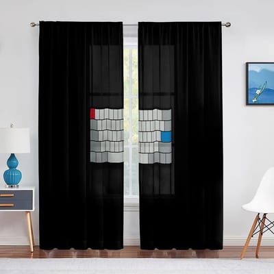 Cartoon Raket Melkweg Maan Tule Voile Gordijnen Buitenruimte Raam Transparant Gordijn voor Kinderen Jongens Slaapkamer Woonkamer Organza Draperieën 1 PCS W100XH250cm&Grommet Top