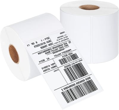 Directe thermische etiketten - Verpakkingsetiketten voor thermische printers - 2 rollen van 1000 etiketten - 4" x 6" - Wit - Voor verzendlabels.