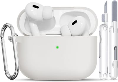 Silicone Beschermhoes voor AirPods Pro met Reinigingsset en Sleutelhanger - Ondersteuning voor Draadloos Opladen, USB-C/Lightning Kabel, Geschikt voor 2019 Modellen